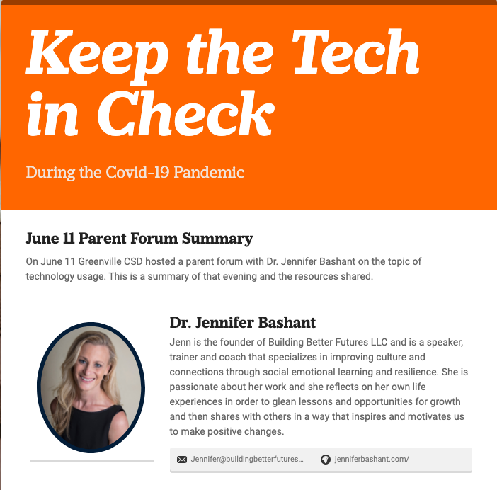 Keep the Tech In Check Parent Forum Summary