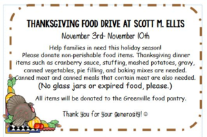Thanksgiving Food Drive at Scott M. Ellis